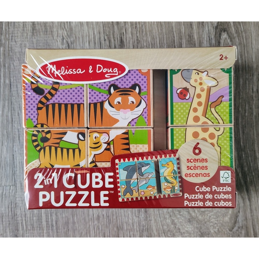 Melissa‎ & Doug 2-in-1 Cube Puzzle Animal- New Sealed Toddler Toy